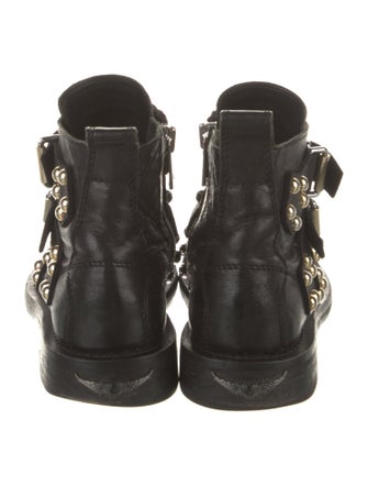 Zadig & Voltaire Leather Studded Accents Combat Boots