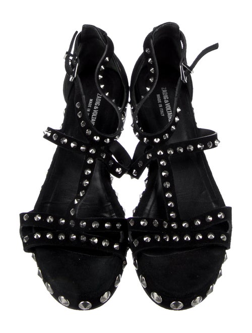 Zadig & Voltaire Suede Studded Accents Gladiator Sandals
