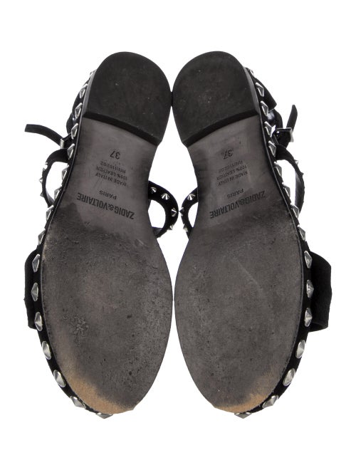 Zadig & Voltaire Suede Studded Accents Gladiator Sandals