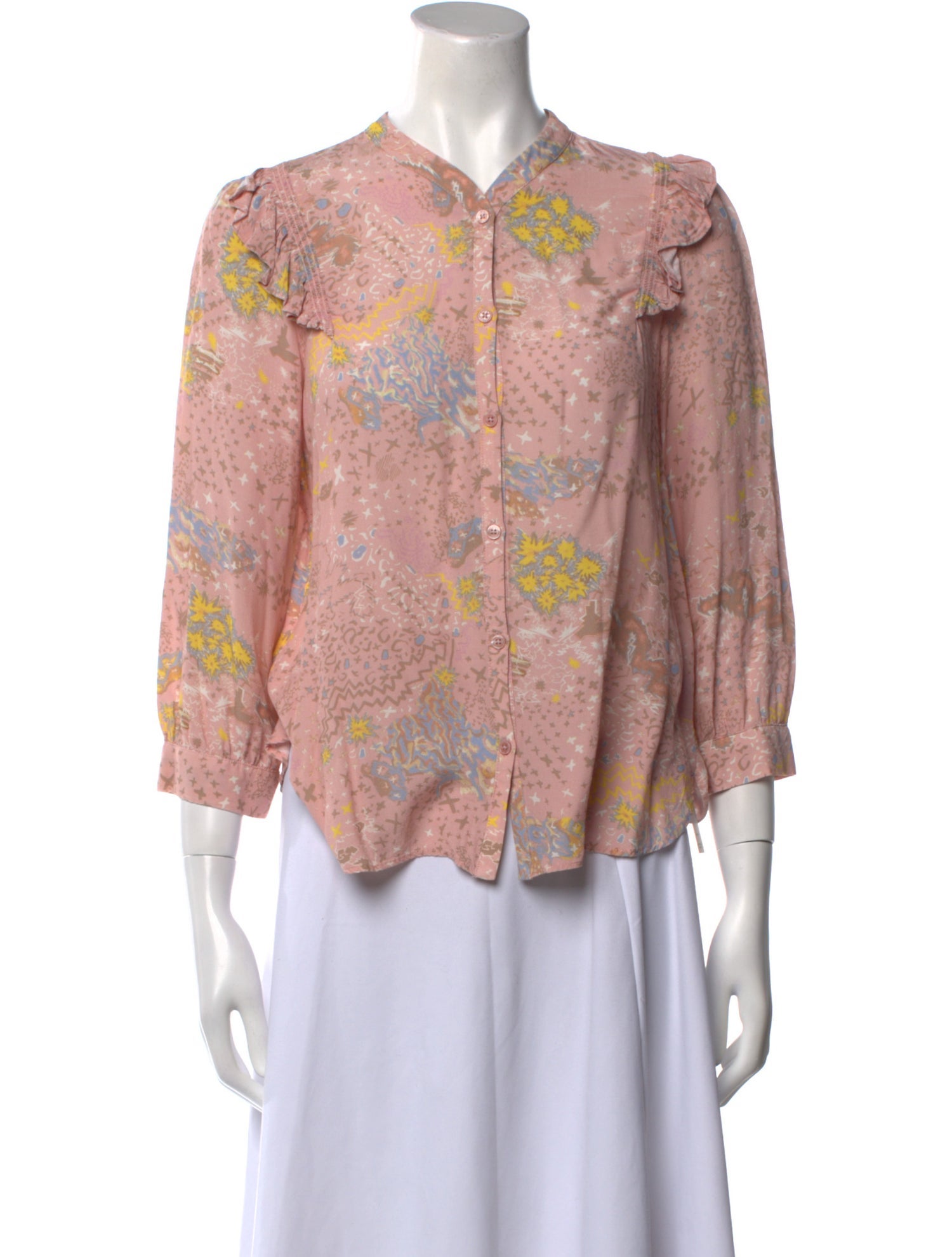 Zadig & Voltaire Floral Print Mock Neck Blouse