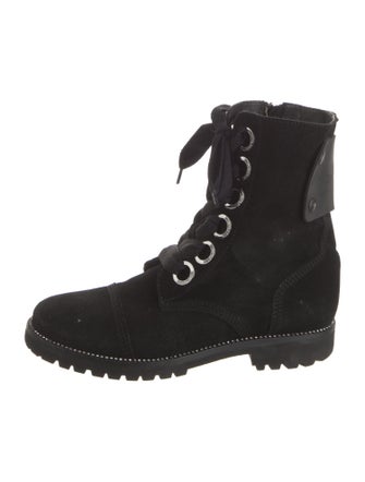 Zadig & Voltaire Suede Crystal Embellishments Combat Boots