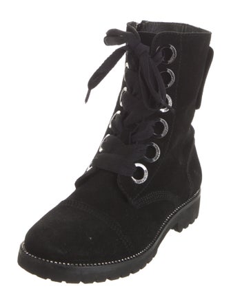 Zadig & Voltaire Suede Crystal Embellishments Combat Boots