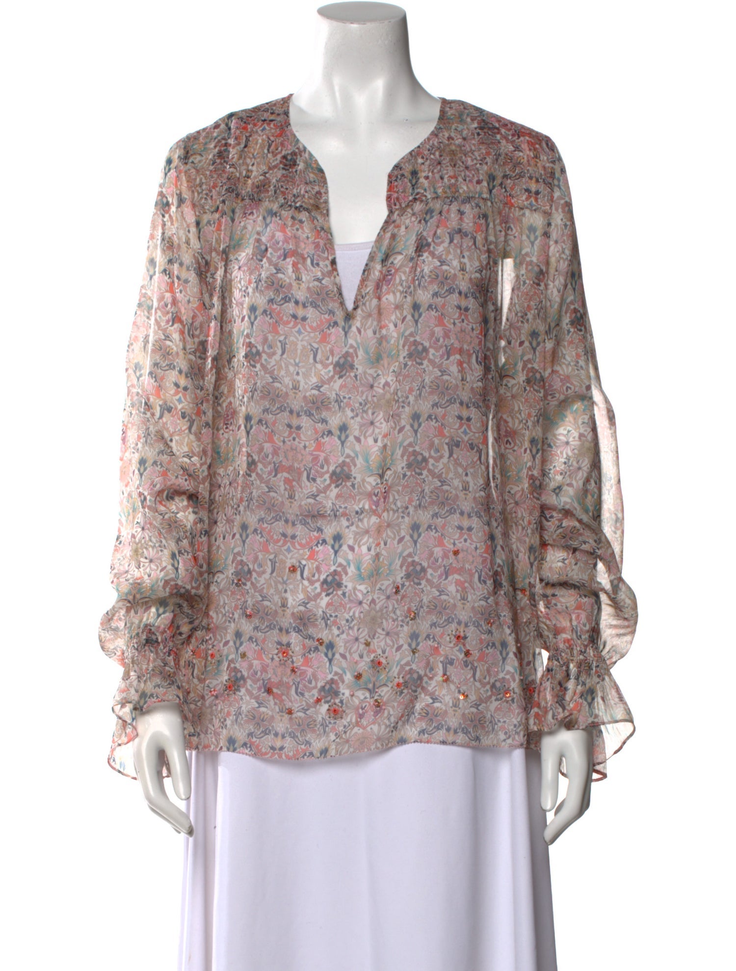 Zadig & Voltaire Floral Print V-Neck Blouse