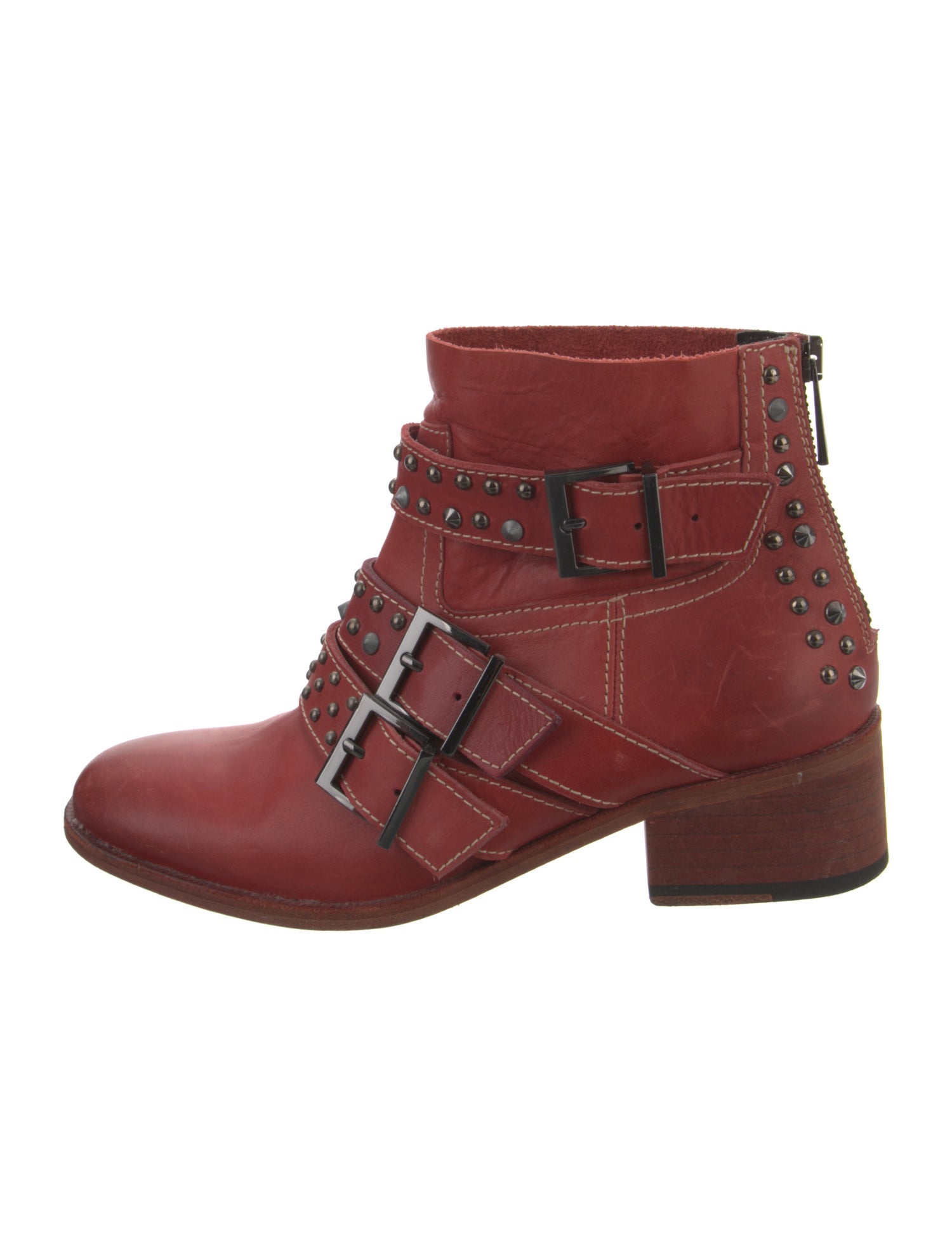 Zadig & Voltaire Leather Studded Accents Moto Boots