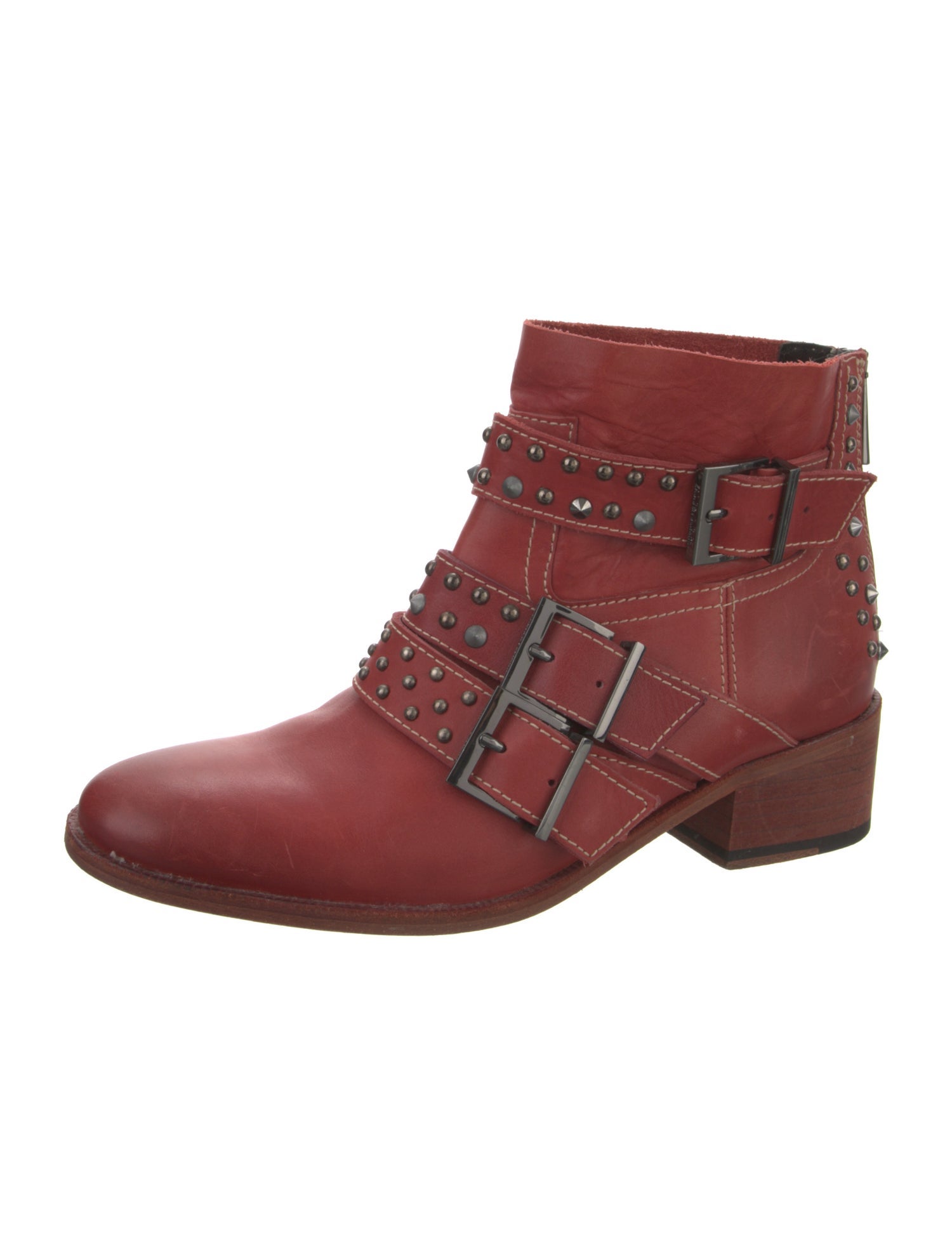 Zadig & Voltaire Leather Studded Accents Moto Boots