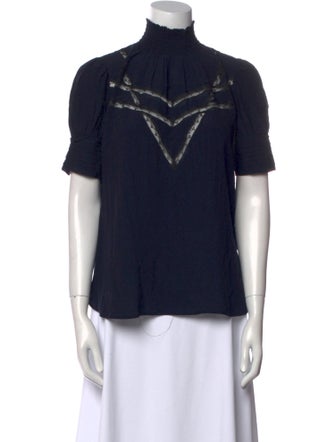 Zadig & Voltaire Mock Neck Short Sleeve Blouse