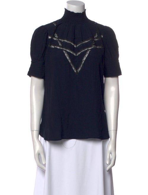 Zadig & Voltaire Mock Neck Short Sleeve Blouse