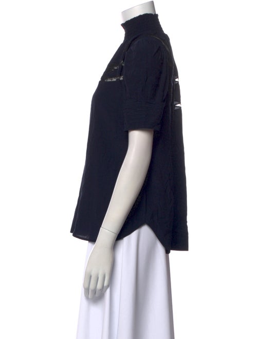 Zadig & Voltaire Mock Neck Short Sleeve Blouse