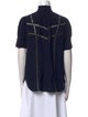 Zadig & Voltaire Mock Neck Short Sleeve Blouse