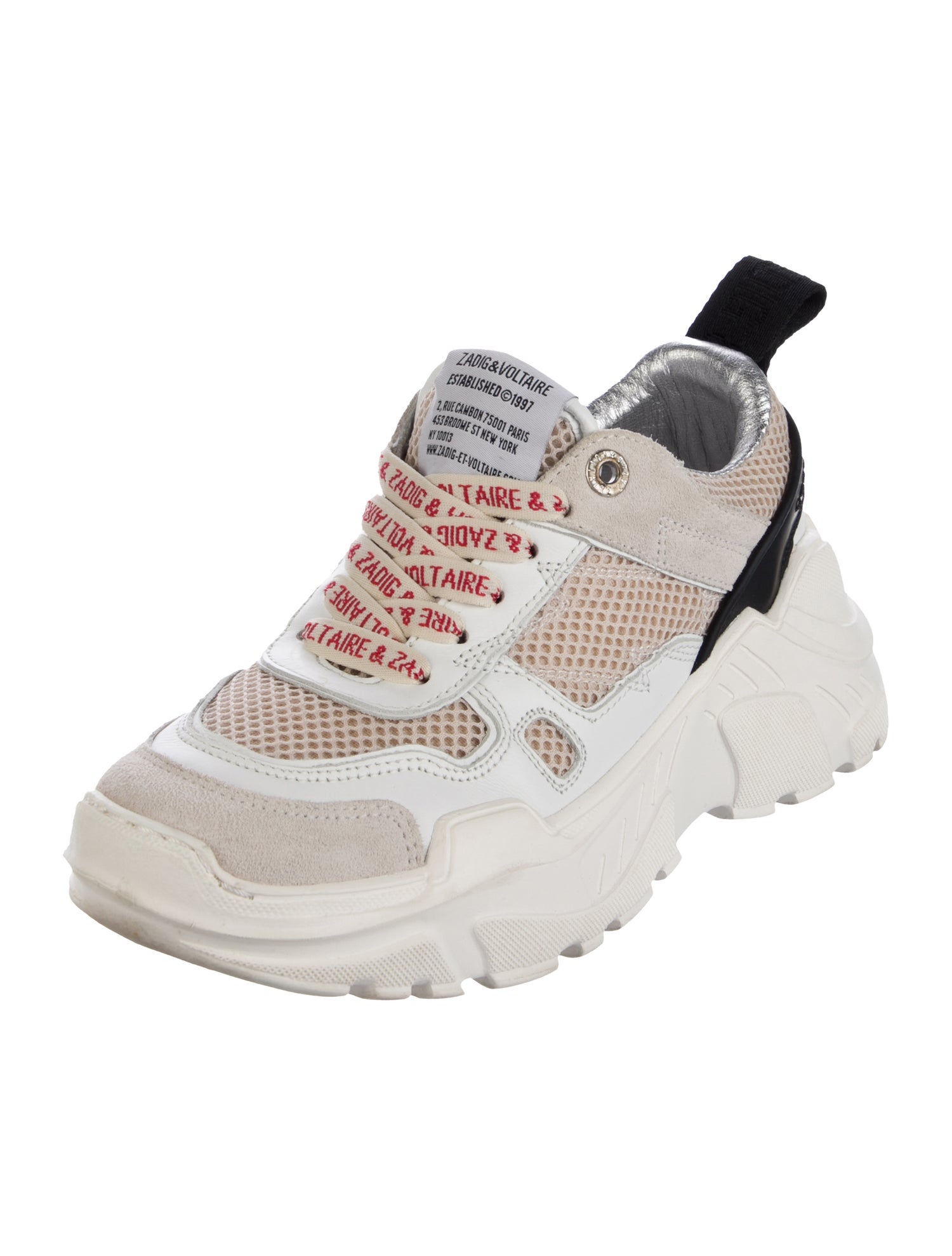 Zadig & Voltaire Leather Mesh Accents Chunky Sneakers