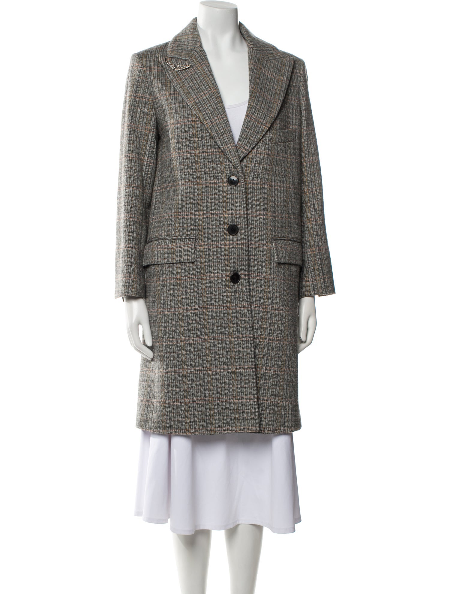Zadig & Voltaire Wool Tweed Pattern Peacoat
