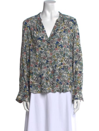 Zadig & Voltaire Floral Print V-Neck Button-Up Top