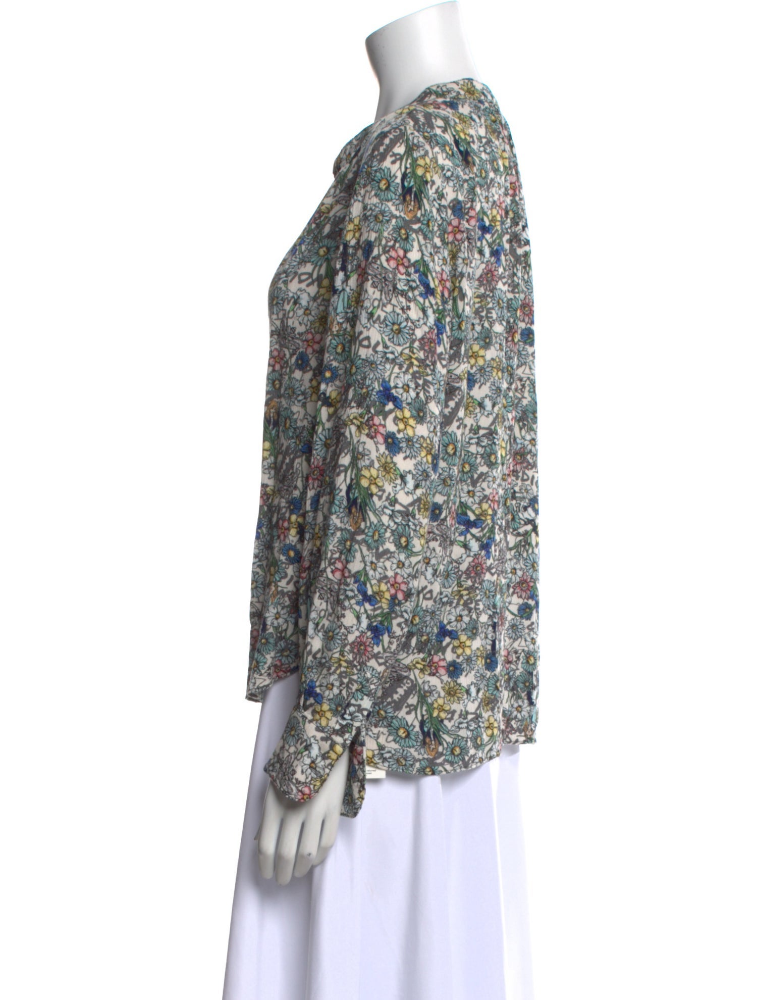 Zadig & Voltaire Floral Print V-Neck Button-Up Top