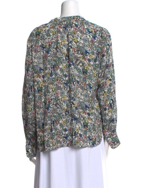 Zadig & Voltaire Floral Print V-Neck Button-Up Top