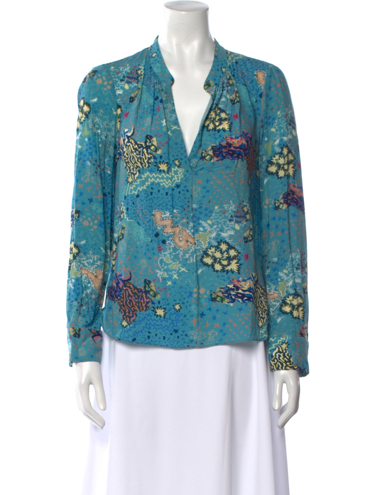 Zadig & Voltaire Floral Print V-Neck Blouse