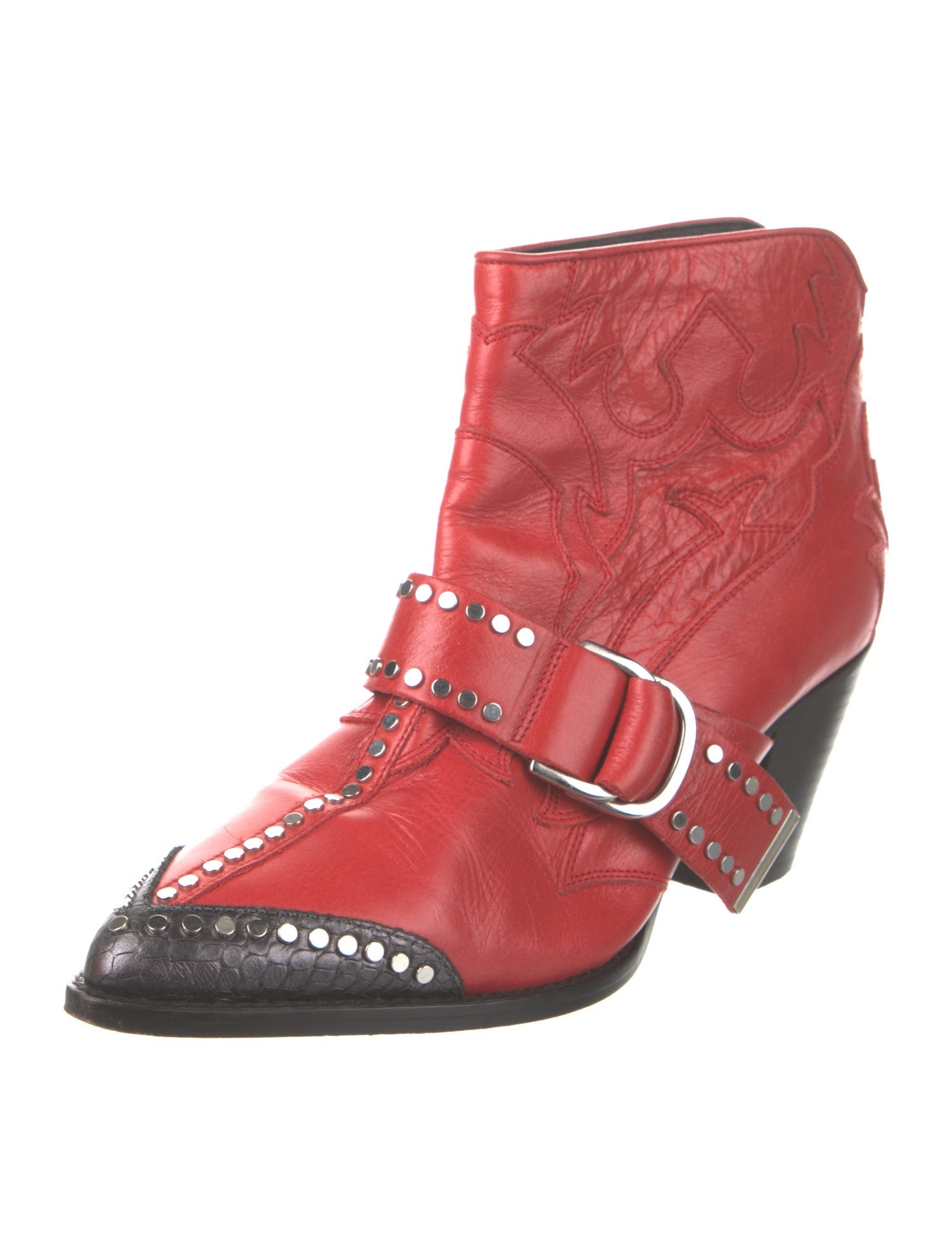 Zadig & Voltaire Leather Studded Accents Western Boots