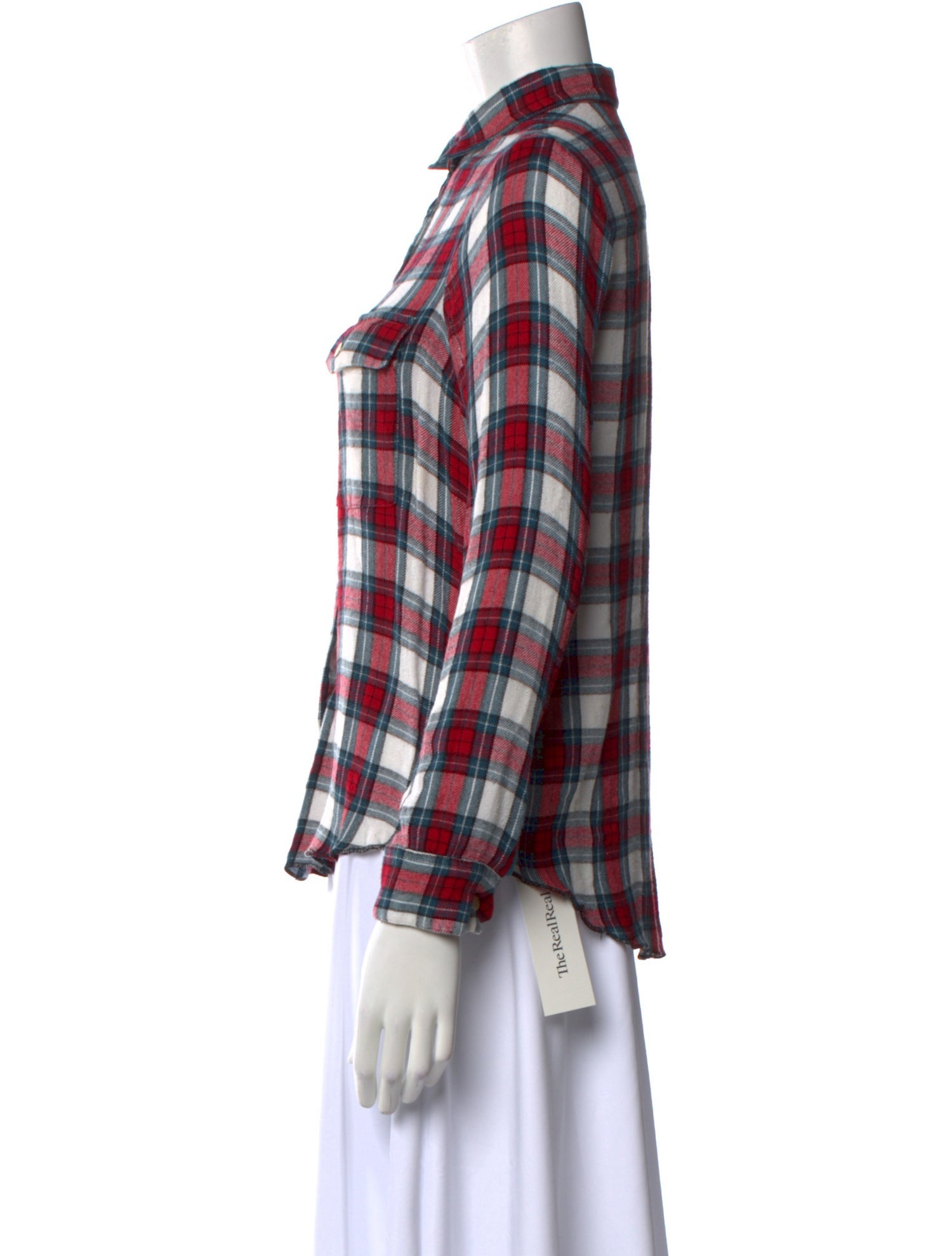 Zadig & Voltaire Plaid Print Mock Neck Button-Up Top