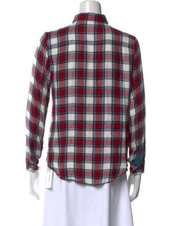Zadig & Voltaire Plaid Print Mock Neck Button-Up Top