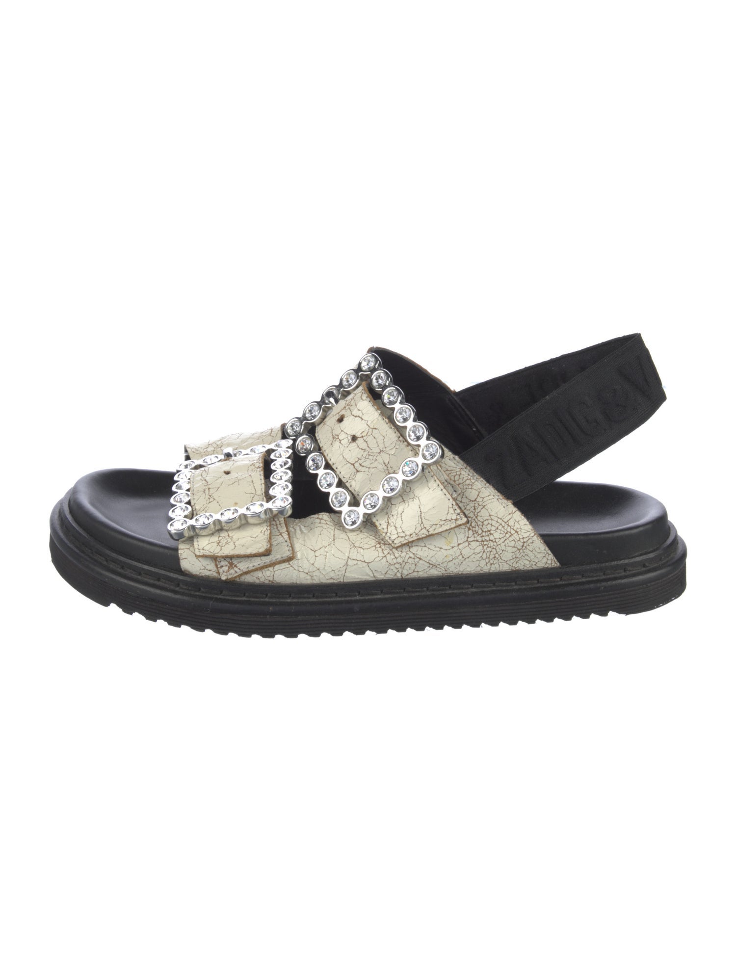 Zadig & Voltaire Leather Crystal Embellishments Slingback Sandals