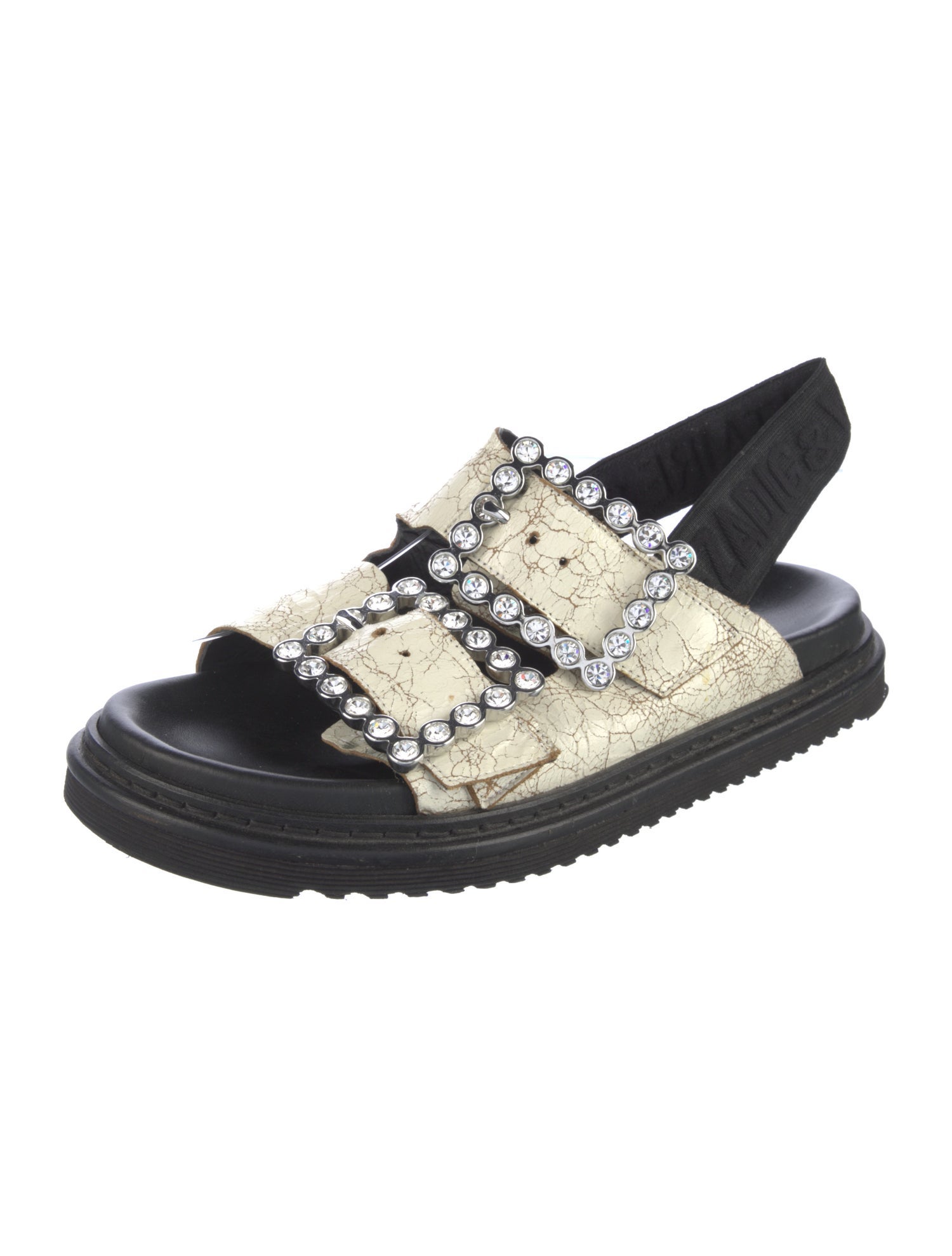 Zadig & Voltaire Leather Crystal Embellishments Slingback Sandals