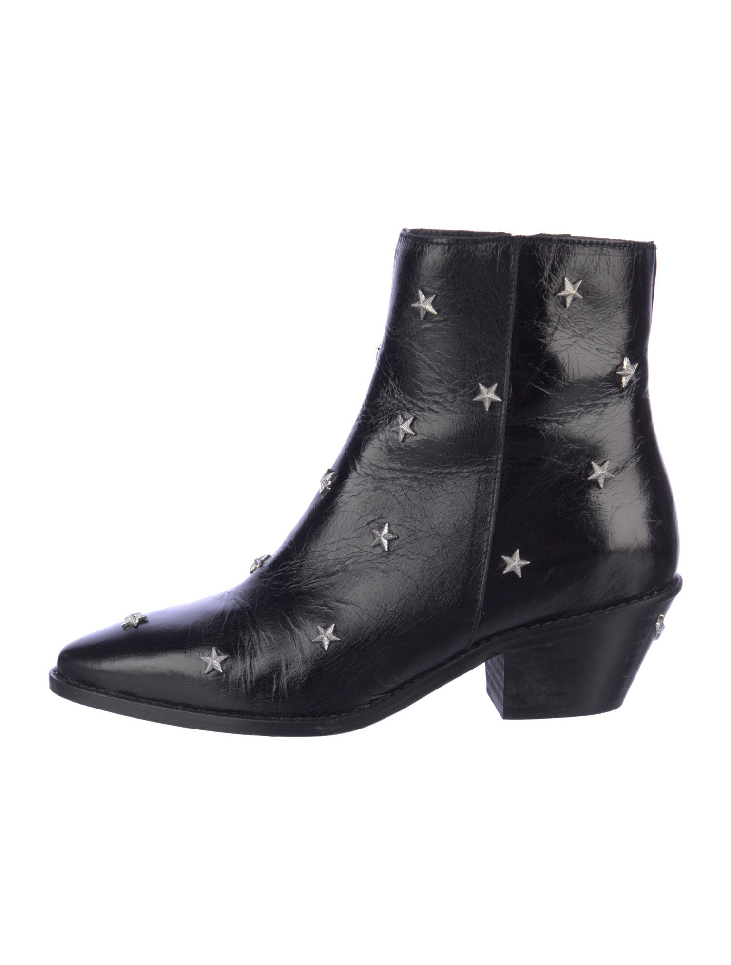 Zadig & Voltaire Leather Studded Accents Moto Boots