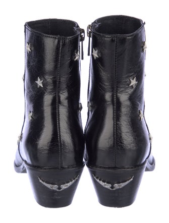Zadig & Voltaire Leather Studded Accents Moto Boots
