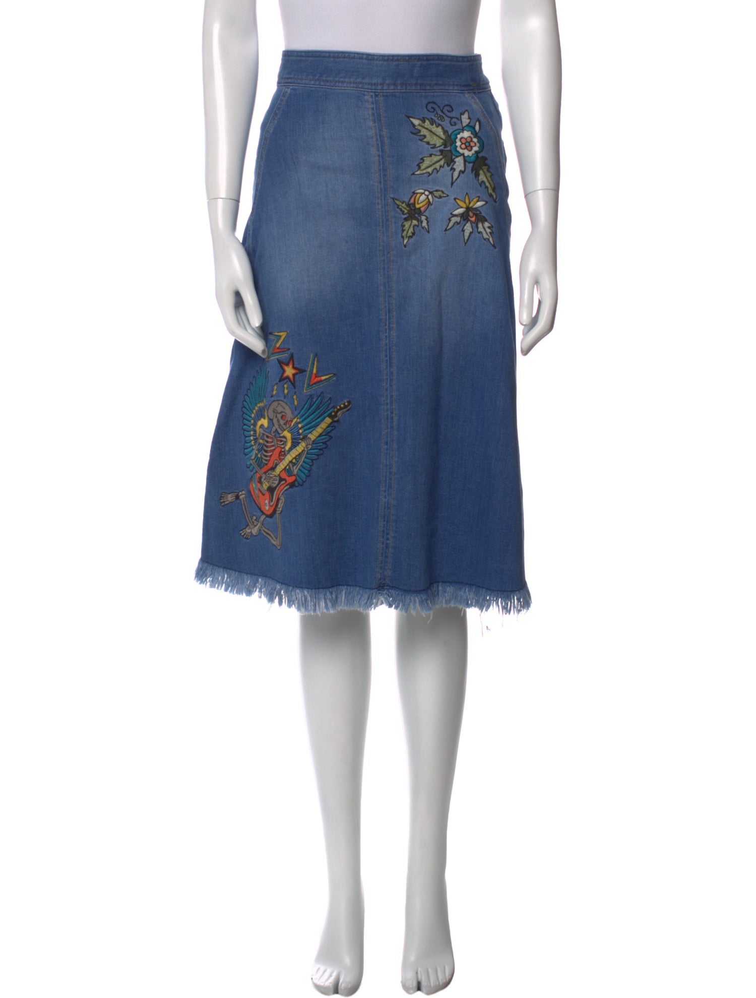 Zadig & Voltaire Embroidered Accent Knee-Length Skirt