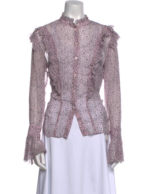 Zadig & Voltaire Floral Print Mock Neck Blouse