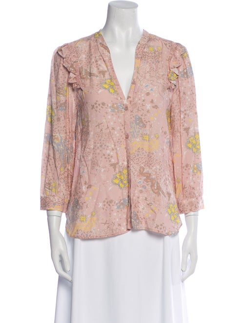 Zadig & Voltaire Floral Print V-Neck Blouse