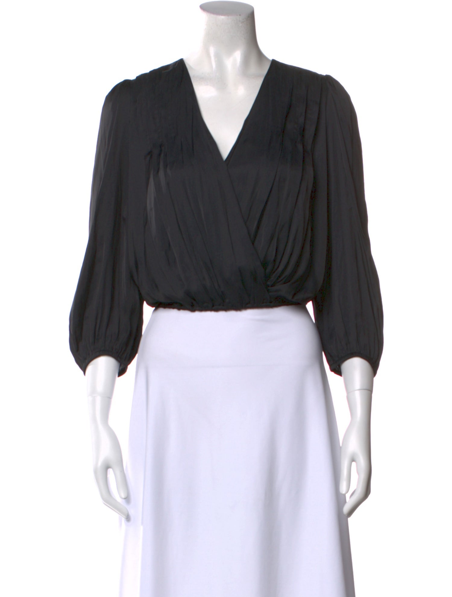 Zadig & Voltaire V-Neck Three-Quarter Sleeve Crop Top