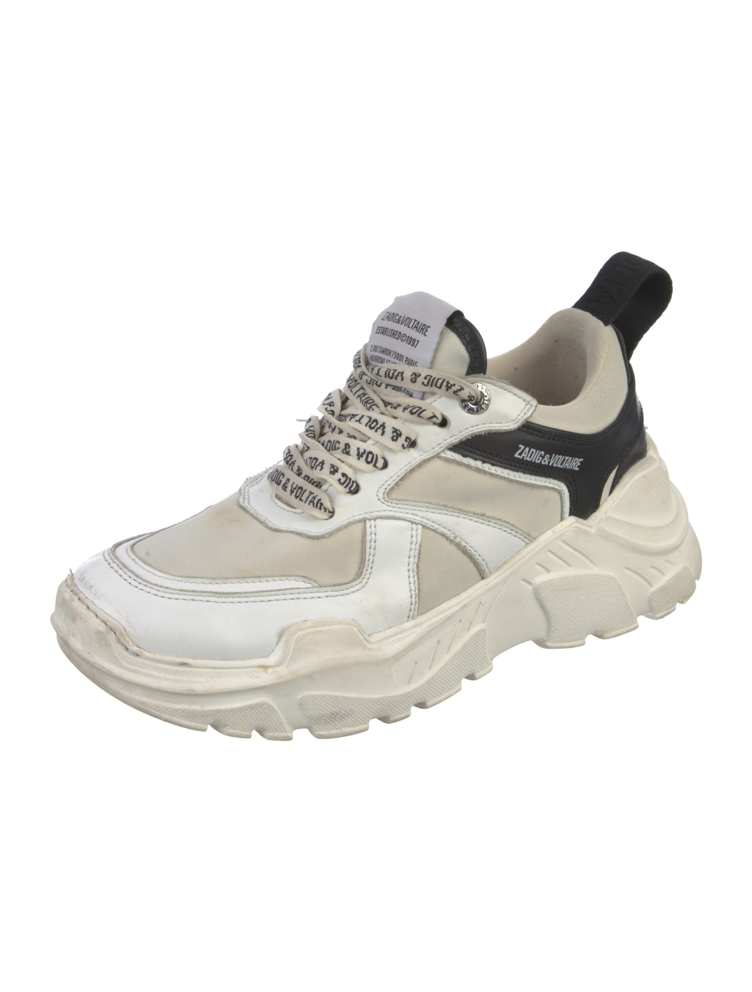 Zadig & Voltaire Leather Colorblock Pattern Chunky Sneakers