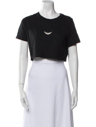 Zadig & Voltaire Crew Neck Short Sleeve Crop Top