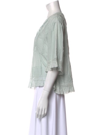 Zadig & Voltaire V-Neck Three-Quarter Sleeve Blouse