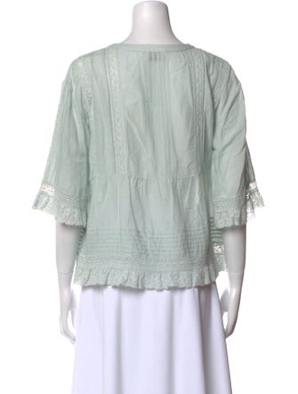 Zadig & Voltaire V-Neck Three-Quarter Sleeve Blouse