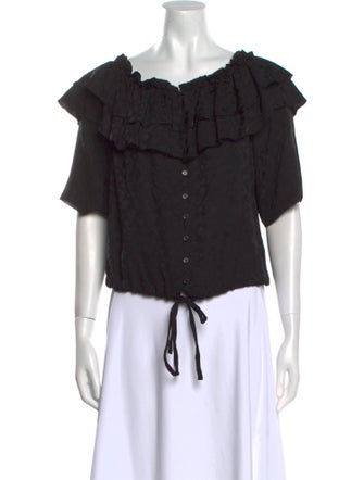 Zadig & Voltaire Silk Scoop Neck Crop Top