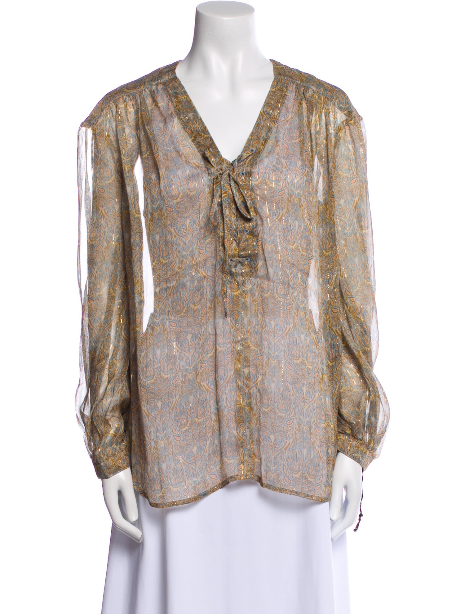 Zadig & Voltaire Paisley Print V-Neck Blouse w/ Tags