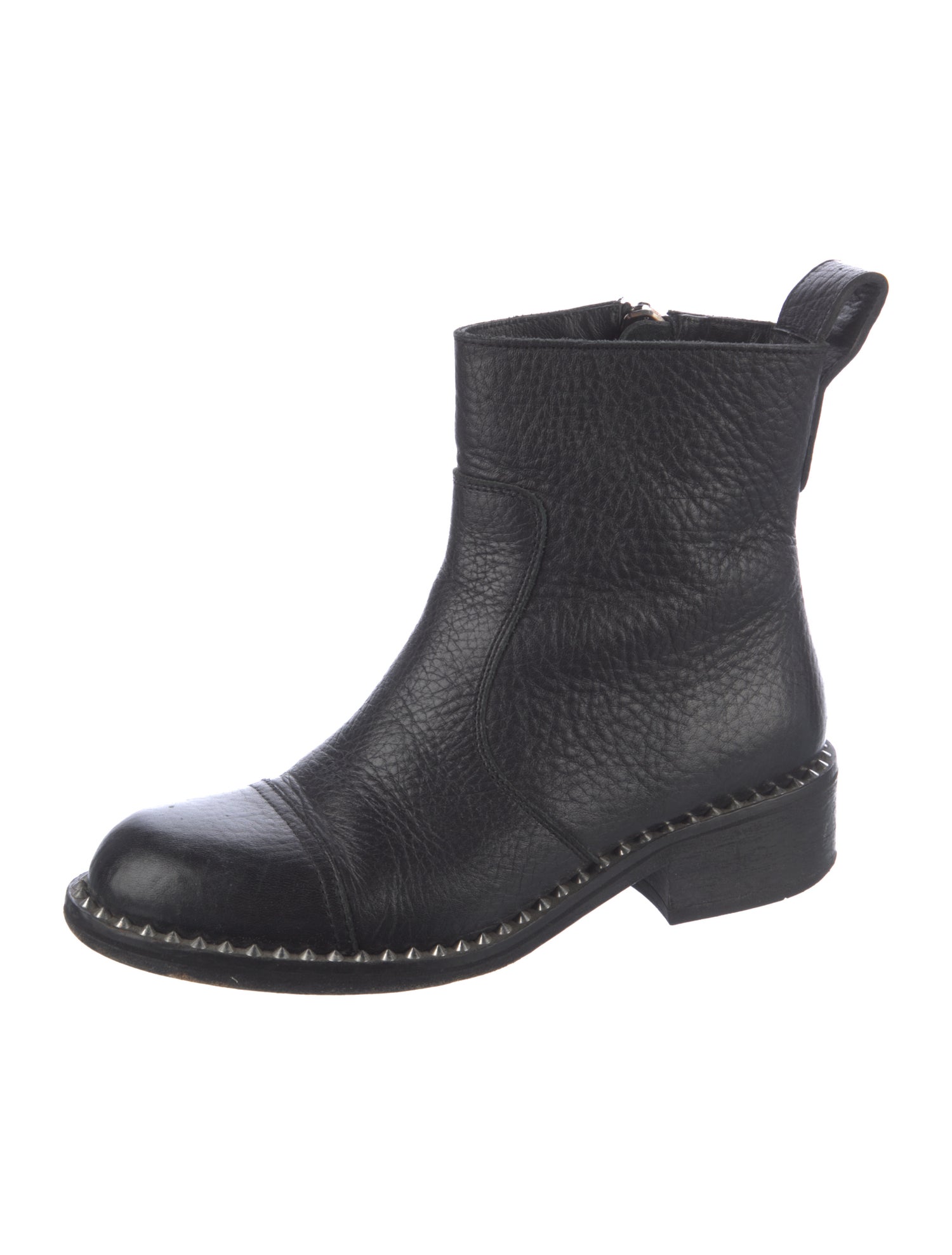 Zadig & Voltaire Leather Studded Accents Moto Boots