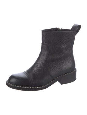 Zadig & Voltaire Leather Studded Accents Moto Boots