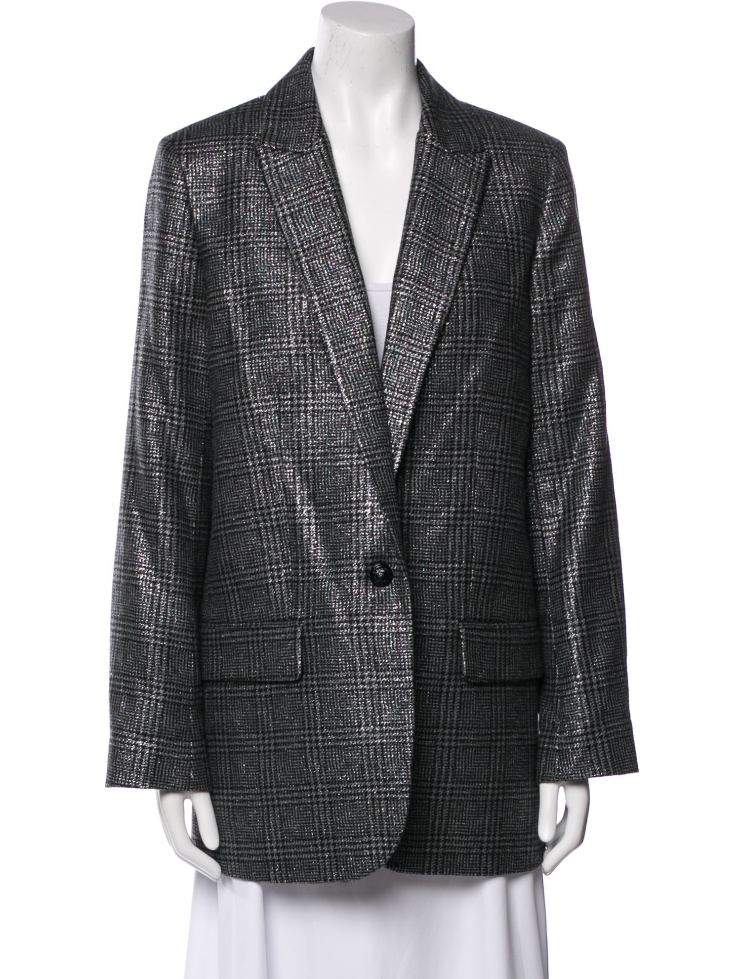 Zadig & Voltaire Wool Plaid Print Blazer