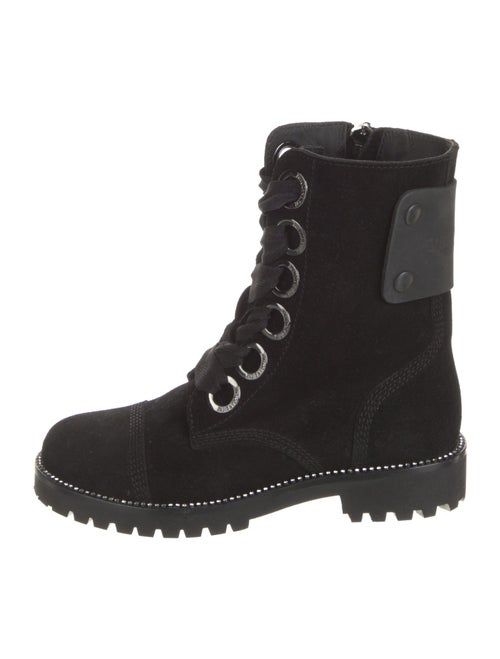 Zadig & Voltaire Suede Crystal Embellishments Combat Boots