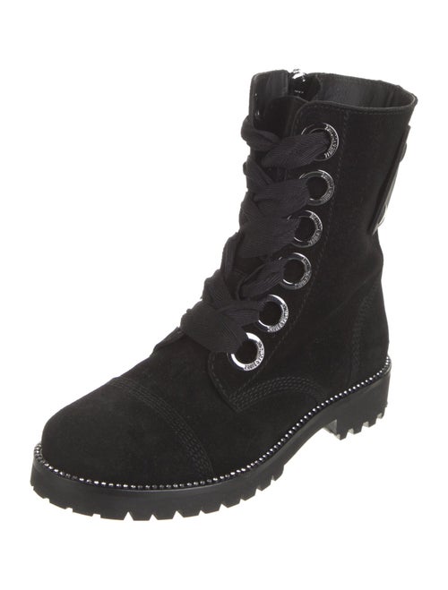 Zadig & Voltaire Suede Crystal Embellishments Combat Boots