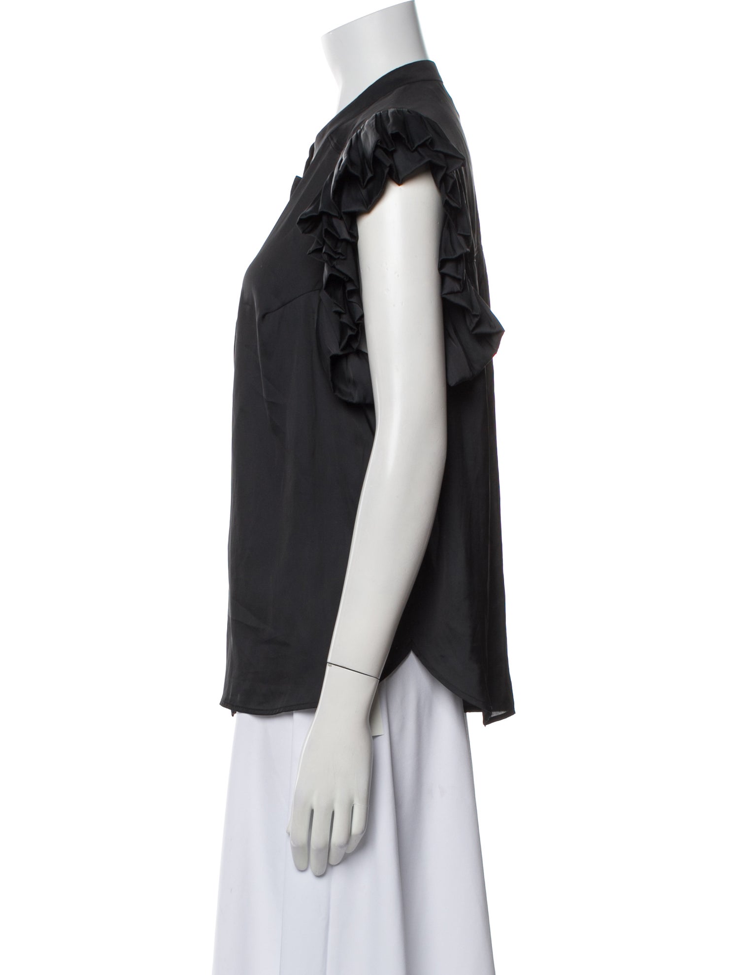 Zadig & Voltaire V-Neck Short Sleeve Button-Up Top