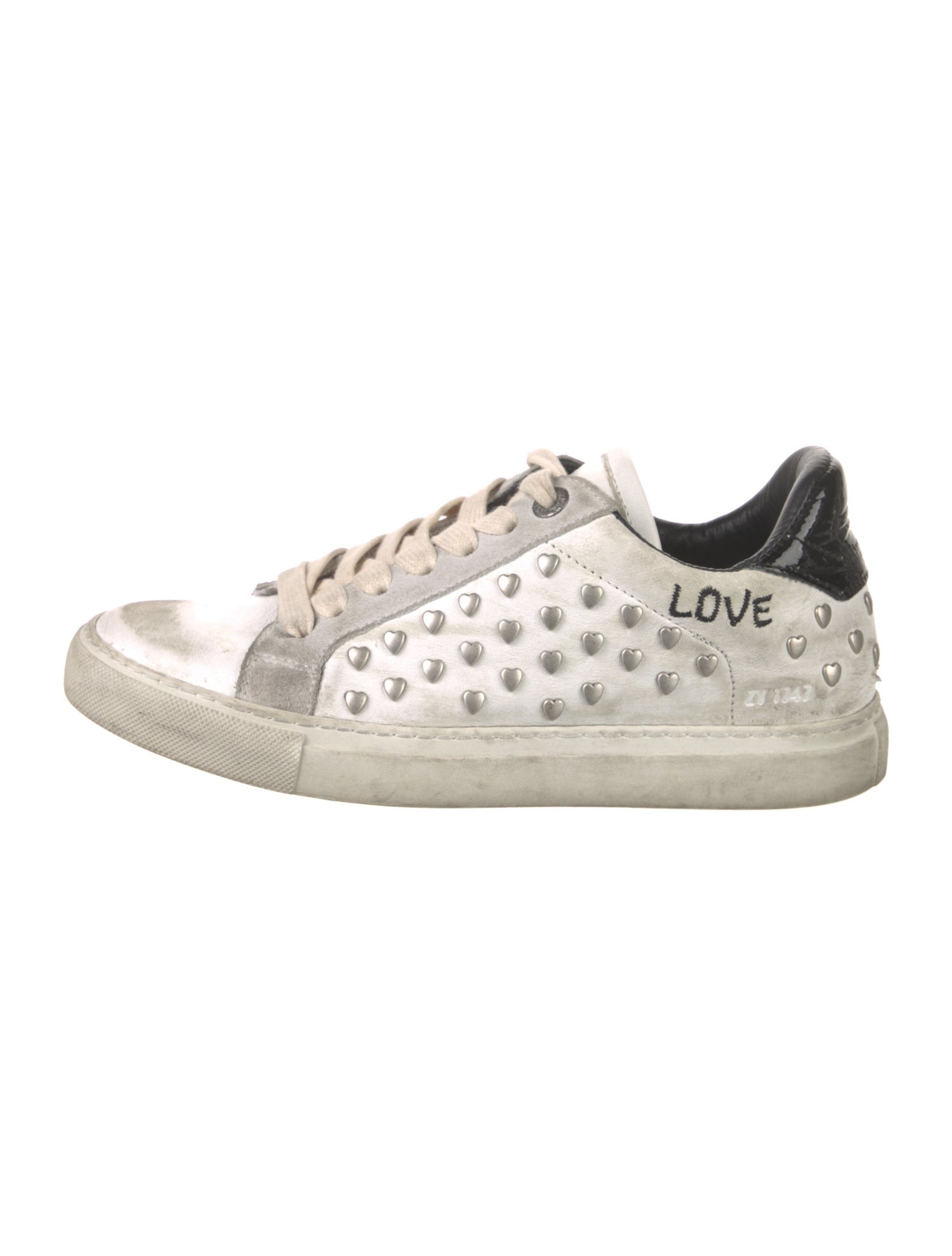 Zadig & Voltaire Leather Colorblock Pattern Sneakers