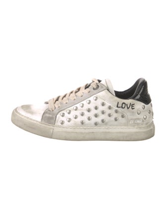 Zadig & Voltaire Leather Colorblock Pattern Sneakers