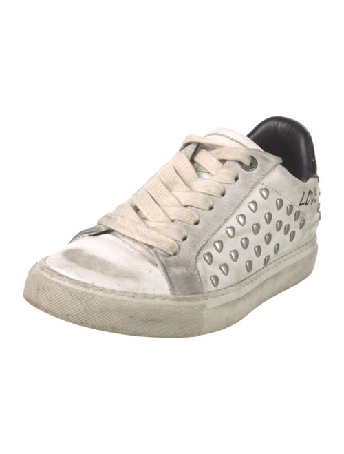 Zadig & Voltaire Leather Colorblock Pattern Sneakers