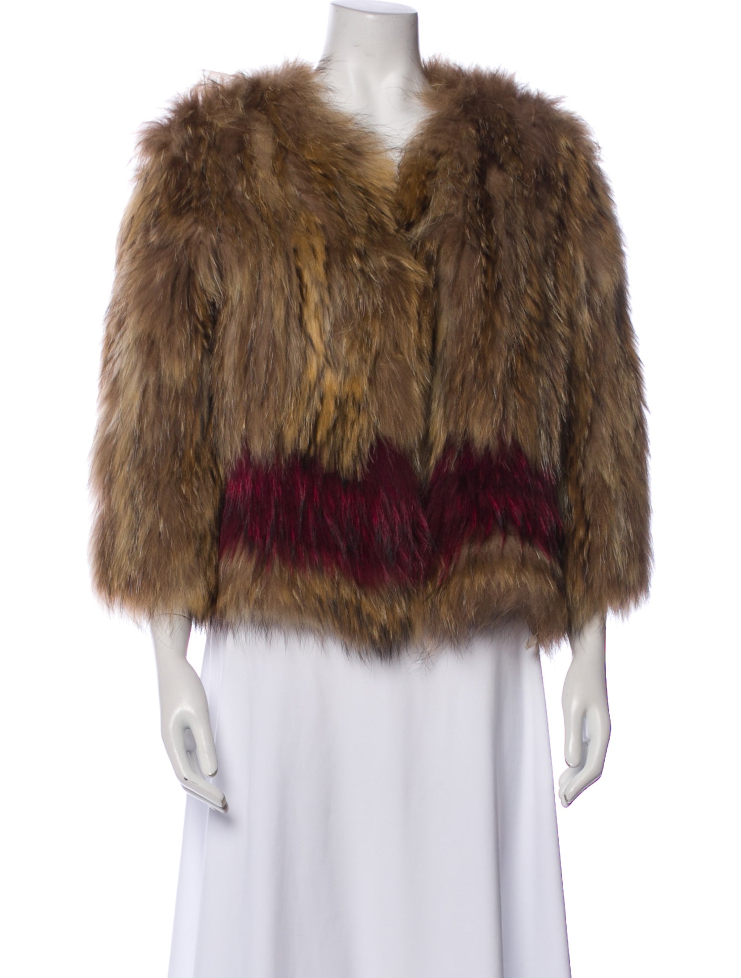 Zadig & Voltaire Fur Colorblock Pattern Fur Jacket