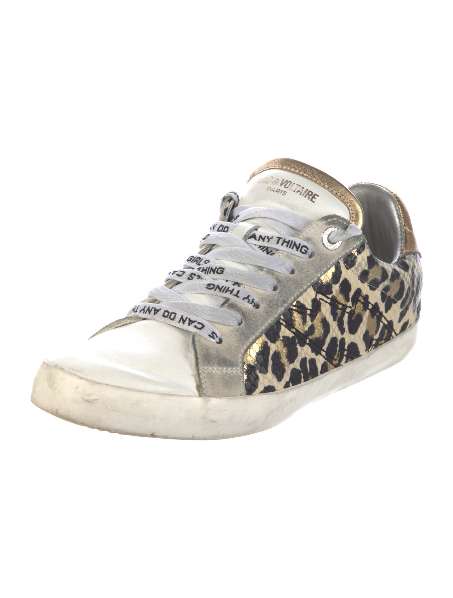 Zadig & Voltaire Leather Animal Print Sneakers