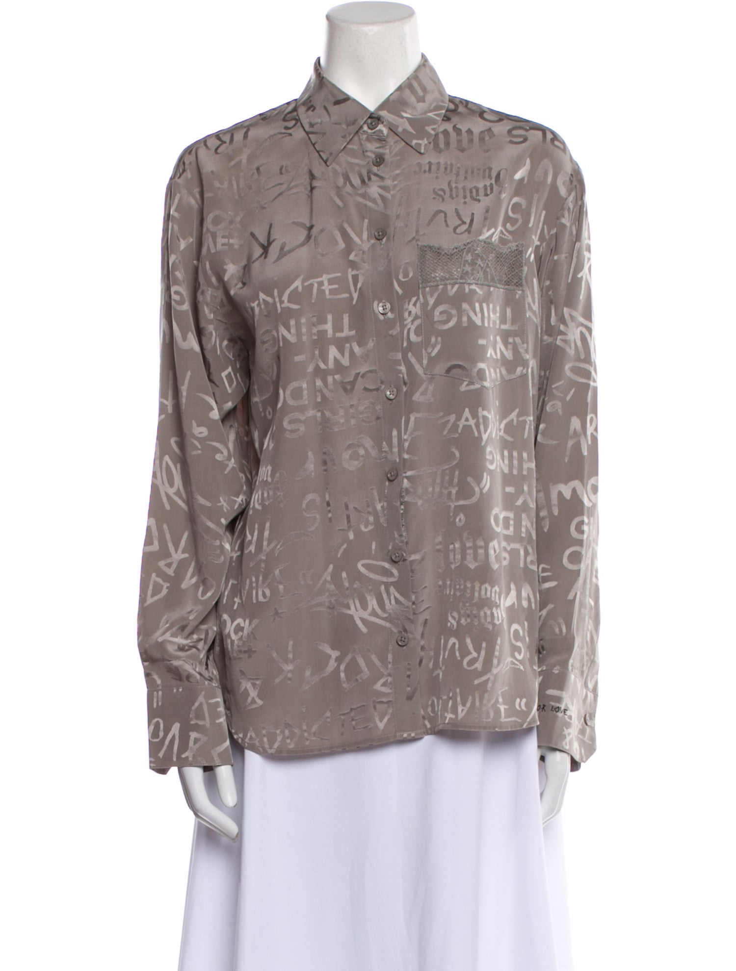 Zadig & Voltaire Silk Printed Button-Up Top