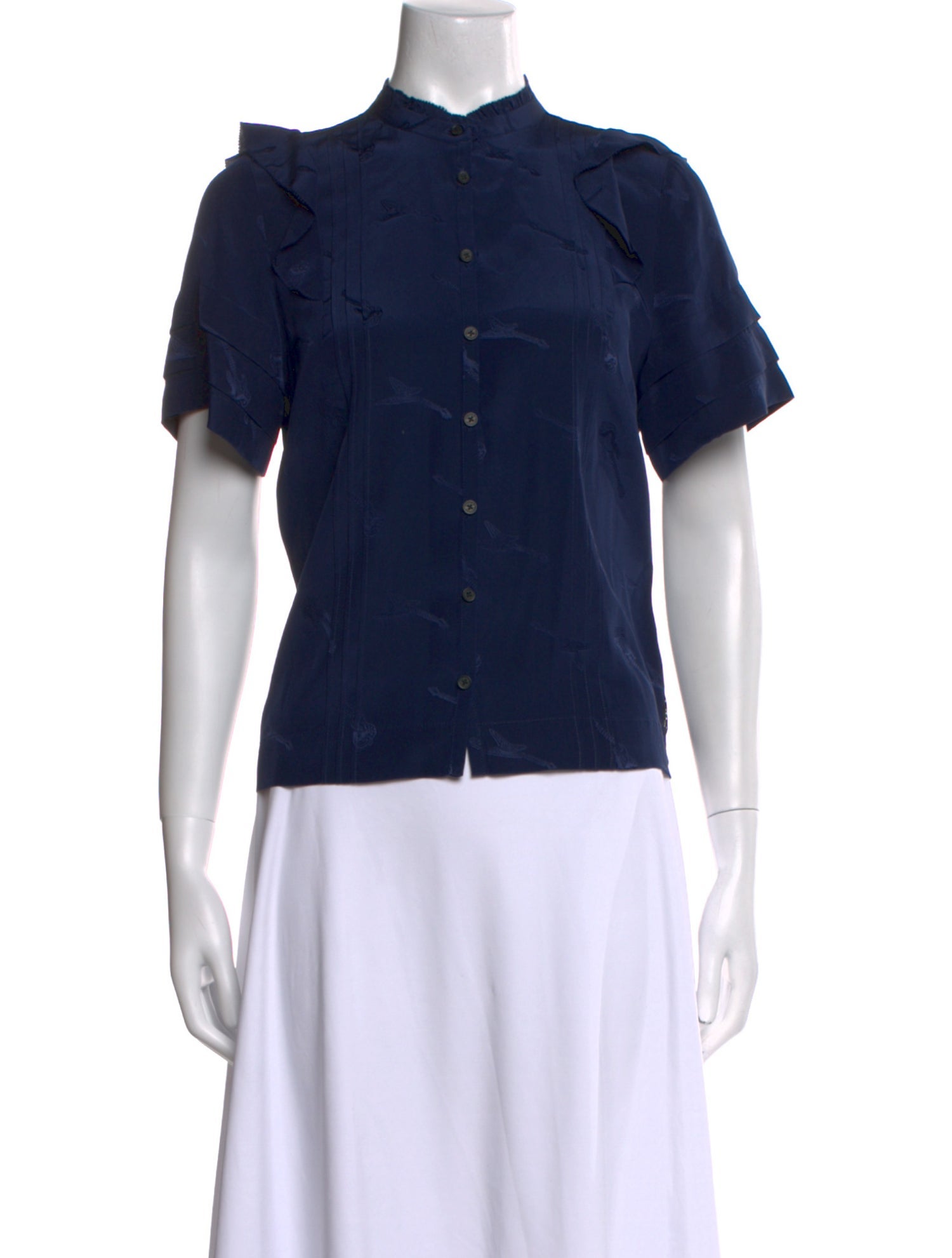 Zadig & Voltaire Silk Mock Neck Button-Up Top