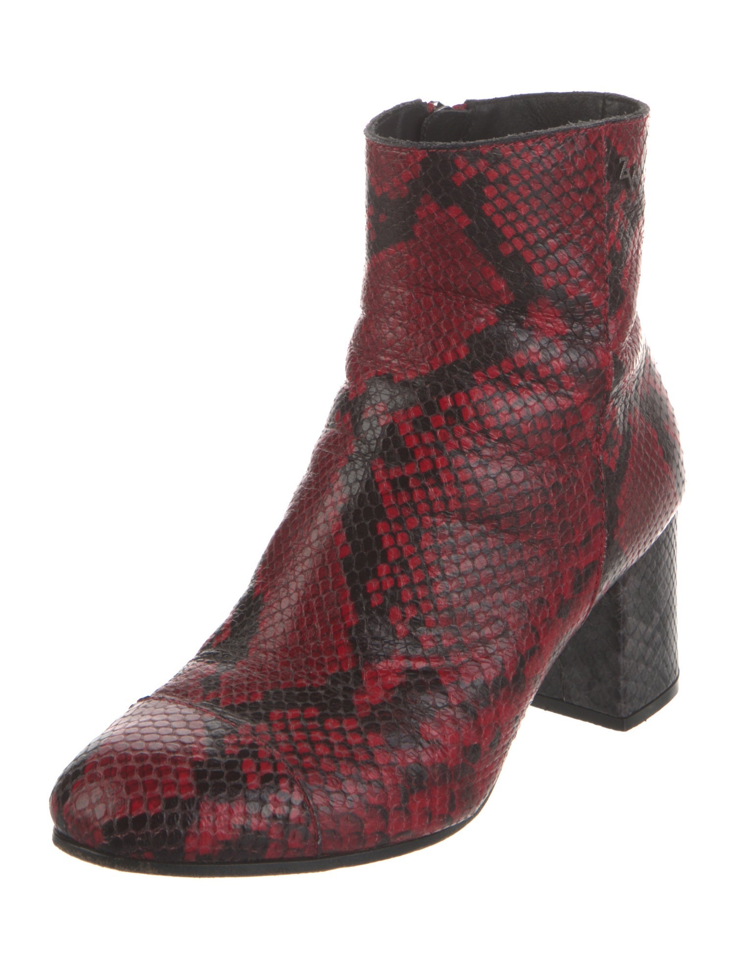 Zadig & Voltaire Embossed Leather Animal Print Boots